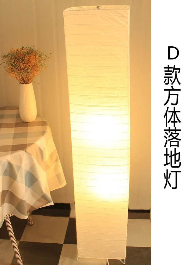 Japanese-style Paper Lampshade Floor Lamp Nordic Minimalist Paper Standing Lamp Bedside Bedroom Study Living Room Lampara Led - Omega Lifestyles