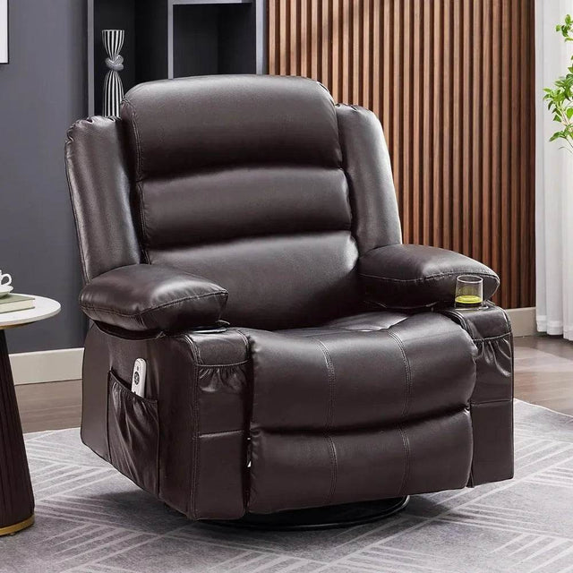 Lazy Boy Oversized Rocker Recliner Chair with Heat & Massage, 360 Swivel, Single Sofa Seat - Omega Lifestyles