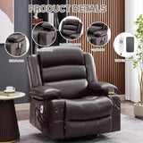 Lazy Boy Oversized Rocker Recliner Chair with Heat & Massage, 360 Swivel, Single Sofa Seat - Omega Lifestyles