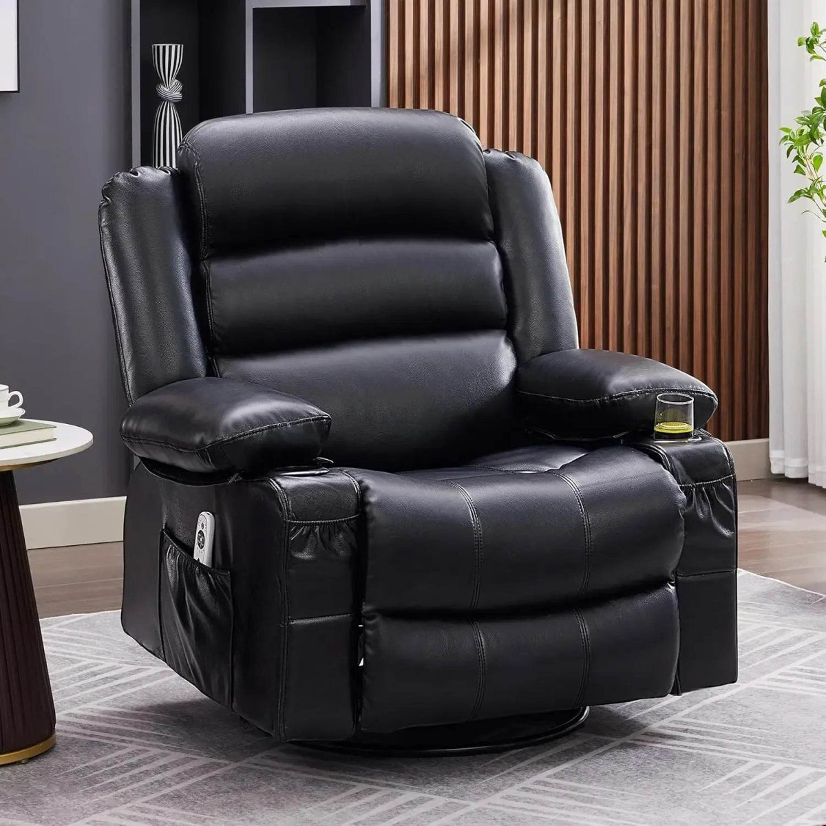 Lazy Boy Oversized Rocker Recliner Chair with Heat & Massage, 360 Swivel, Single Sofa Seat - Omega Lifestyles
