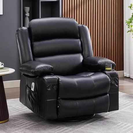 Lazy Boy Oversized Rocker Recliner Chair with Heat & Massage, 360 Swivel, Single Sofa Seat - Omega Lifestyles