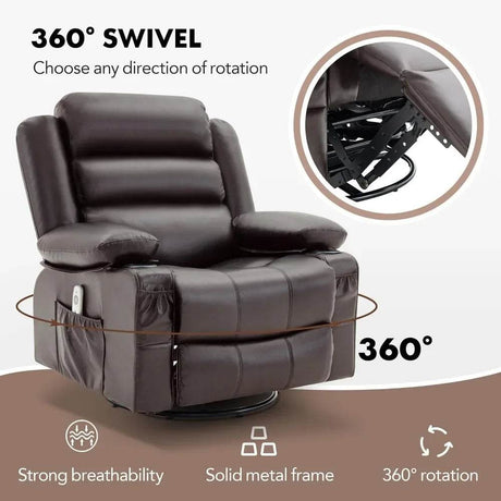 Lazy Boy Oversized Rocker Recliner Chair with Heat & Massage, 360 Swivel, Single Sofa Seat - Omega Lifestyles