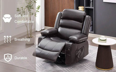 Lazy Boy Oversized Rocker Recliner Chair with Heat & Massage, 360 Swivel, Single Sofa Seat - Omega Lifestyles