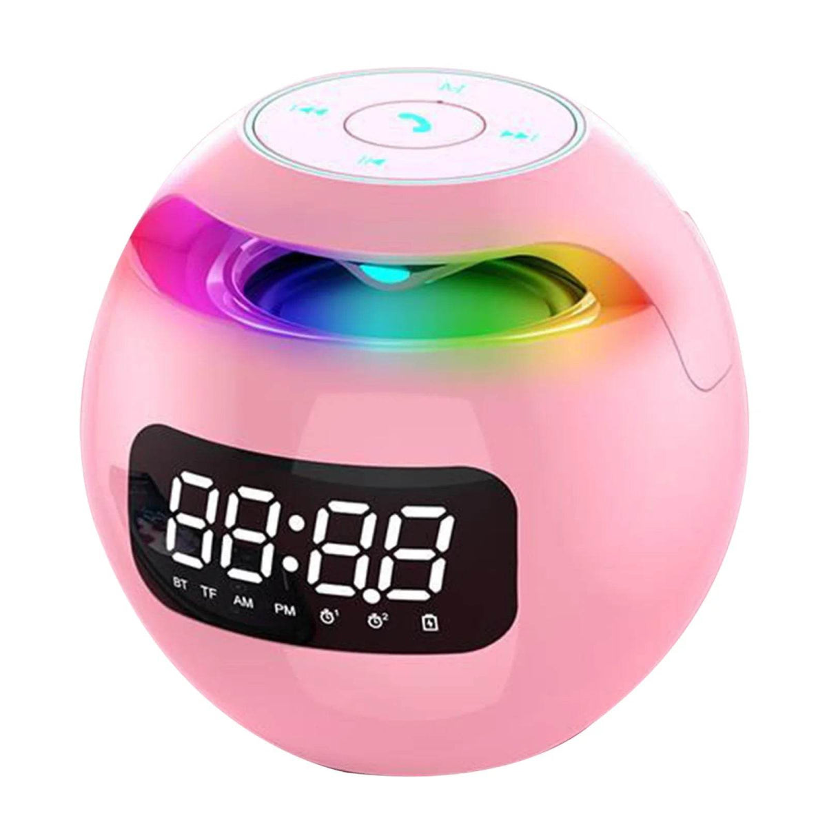 LED Digital Smart Alarm Clock Spherical Digital Clock 2000mAh LED Screen Desk Clocks Bluetooth 5.0 Speaker TF Card FM Radio - Omega Lifestyles