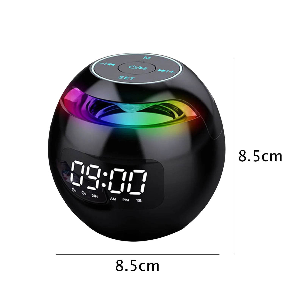 LED Digital Smart Alarm Clock Spherical Digital Clock 2000mAh LED Screen Desk Clocks Bluetooth 5.0 Speaker TF Card FM Radio - Omega Lifestyles