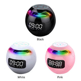 LED Digital Smart Alarm Clock Spherical Digital Clock 2000mAh LED Screen Desk Clocks Bluetooth 5.0 Speaker TF Card FM Radio - Omega Lifestyles