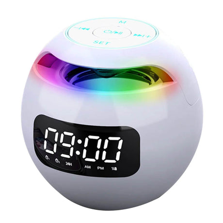 LED Digital Smart Alarm Clock Spherical Digital Clock 2000mAh LED Screen Desk Clocks Bluetooth 5.0 Speaker TF Card FM Radio - Omega Lifestyles