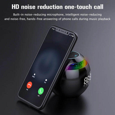 LED Digital Smart Alarm Clock Spherical Digital Clock 2000mAh LED Screen Desk Clocks Bluetooth 5.0 Speaker TF Card FM Radio - Omega Lifestyles