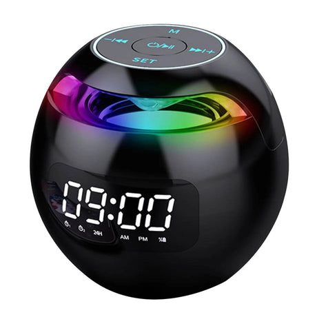 LED Digital Smart Alarm Clock Spherical Digital Clock 2000mAh LED Screen Desk Clocks Bluetooth 5.0 Speaker TF Card FM Radio - Omega Lifestyles