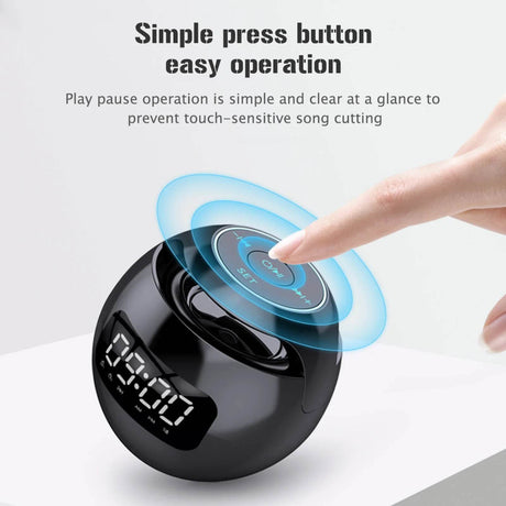 LED Digital Smart Alarm Clock Spherical Digital Clock 2000mAh LED Screen Desk Clocks Bluetooth 5.0 Speaker TF Card FM Radio - Omega Lifestyles