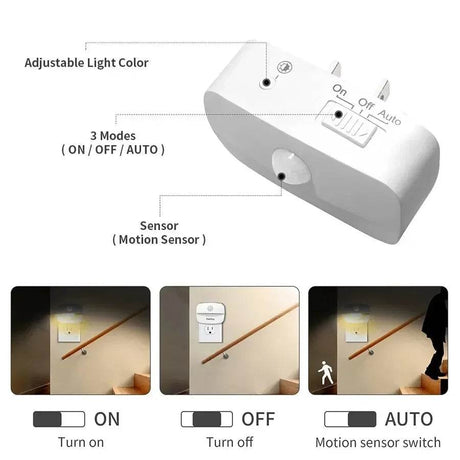 LED Night Light With Motion Sensor EU US Plug Lamps Wall Night Lamp Dimmable Bedroom Toilet Hallway Kitchen Kids Night Lights - Omega Lifestyles
