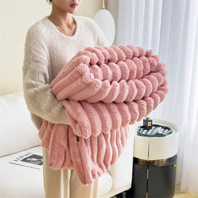 Light luxury Solid Color Multifunctional Rabbit Velvet Blanket Winter Thick Warm Flannel Used For Bedroom Living Room Blanket - Omega Lifestyles