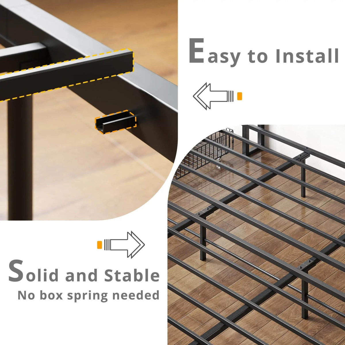 LIKIMIO King/CaliforniaKing Bed Frame with Storage Drawers, Platform Bed with Charged Headboard, No Box Spring Needed - Omega Lifestyles