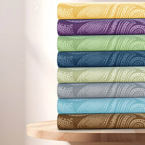 Lux Decor 6Pc Paisley Sheet Set, Soft Microfiber Wrinkle Free Sheets - Luxurious Printed Bed Sheets - Omega Lifestyles