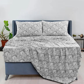 Lux Decor 6Pcs Microfiber Paisley Bed Sheet Set-King Bed Sheet-Hypoallergenic Printed Queen Sheets-16" Deep Pocket Bedding Set - Omega Lifestyles