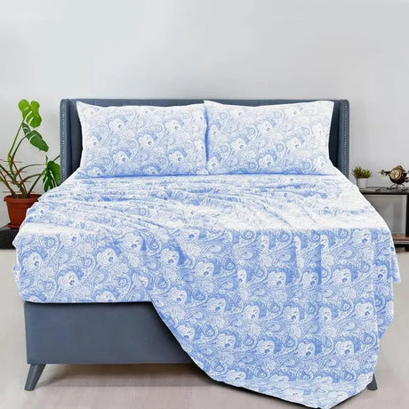 Lux Decor 6Pcs Microfiber Paisley Bed Sheet Set-King Bed Sheet-Hypoallergenic Printed Queen Sheets-16" Deep Pocket Bedding Set - Omega Lifestyles