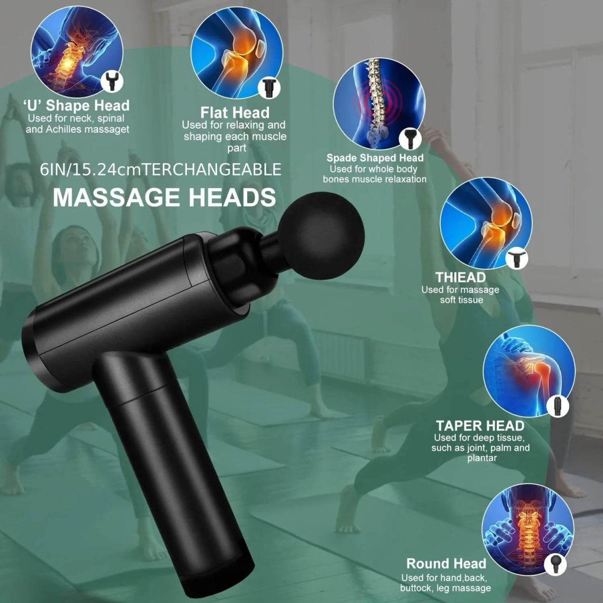 Massage Gun, Muscle Therapy Gun For Athletes, Deep Tissue Percussion Body Muscle Massager With 30 Adjustable Speeds, 6 Types Of - Sleep Galleria