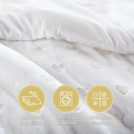Mi Zone Queen Comforter Set, 4 Piece Metallic Hearts Bedroom Set for Girls, Queen Bed Set Soft Plush Comforter, Rosalie All Seas - Omega Lifestyles