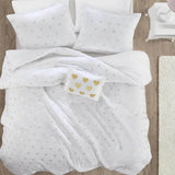Mi Zone Queen Comforter Set, 4 Piece Metallic Hearts Bedroom Set for Girls, Queen Bed Set Soft Plush Comforter, Rosalie All Seas - Omega Lifestyles