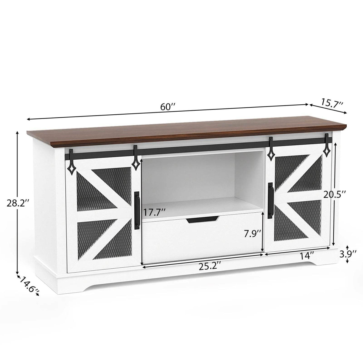 Modern TV Stand for TVs up to 60’’, Entertainment Center w/1 Drawer & 2 Storage Cabinets, Large Media Console Cabinet - Sleep Galleria