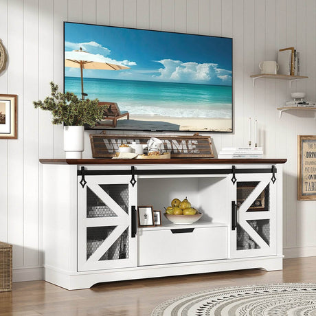 Modern TV Stand for TVs up to 60’’, Entertainment Center w/1 Drawer & 2 Storage Cabinets, Large Media Console Cabinet - Sleep Galleria