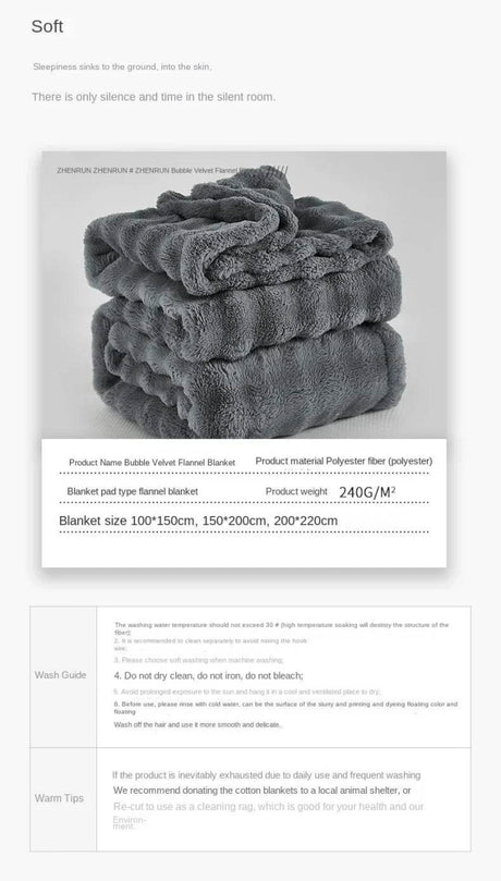 Multifunctional Bubble Velvet Flannel Blanket, Light Luxury Faux Fur, Faux Rabbit Fur, Office Blanket - Sleep Galleria