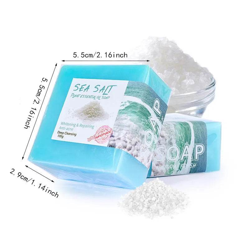 Natural sea salt soap, 3.5 oz each, for all skin types, organic goat milk, body/face/hand cleansing skin care products - Omega Lifestyles