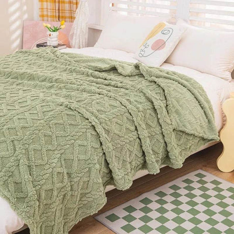 New Tafu Velvet Fleece Blankets Double sided Jacquard Geometric Pattern Thickened Blanket Cover Blanket Suitable for All Seasons - Sleep Galleria
