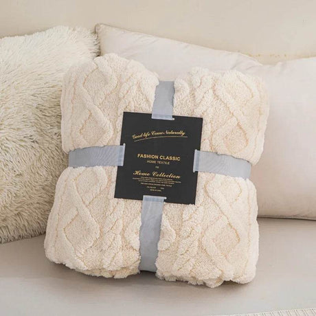 New Tafu Velvet Fleece Blankets Double sided Jacquard Geometric Pattern Thickened Blanket Cover Blanket Suitable for All Seasons - Sleep Galleria