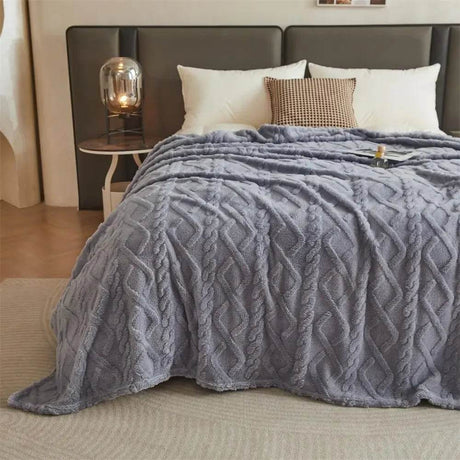 New Tafu Velvet Fleece Blankets Double sided Jacquard Geometric Pattern Thickened Blanket Cover Blanket Suitable for All Seasons - Sleep Galleria