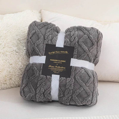 New Tafu Velvet Fleece Blankets Double sided Jacquard Geometric Pattern Thickened Blanket Cover Blanket Suitable for All Seasons - Sleep Galleria