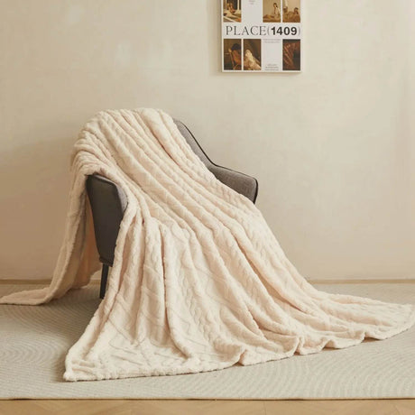 New Tafu Velvet Fleece Blankets Double sided Jacquard Geometric Pattern Thickened Blanket Cover Blanket Suitable for All Seasons - Sleep Galleria
