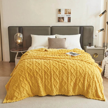 New Tafu Velvet Fleece Blankets Double sided Jacquard Geometric Pattern Thickened Blanket Cover Blanket Suitable for All Seasons - Sleep Galleria