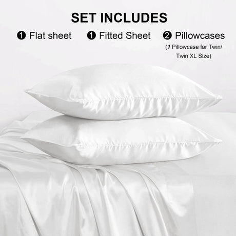 Ntbay 3 Pieces Silky Satin Cooling Bed Sheet Set, Ultra Soft and Cozy Bedding Cover Set, (Not Include Comforter and Pillow) - Sleep Galleria