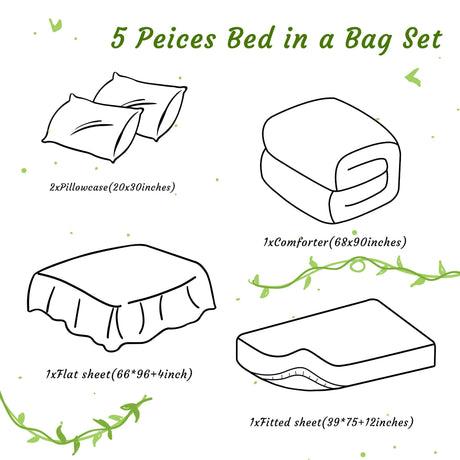 Ntbay 5 Piece Breathable Twin Bedding Comforter Set, Ultra Soft and Cozy Bed in a Bag - Sleep Galleria