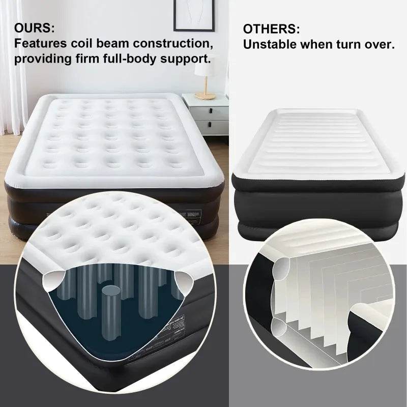 Ophanie Queen Air Mattress, 18-Inch Elevated Inflatable Bed with Built-in Pump, Puncture-Resistant, Quick Inflation/Deflation - Sleep Galleria