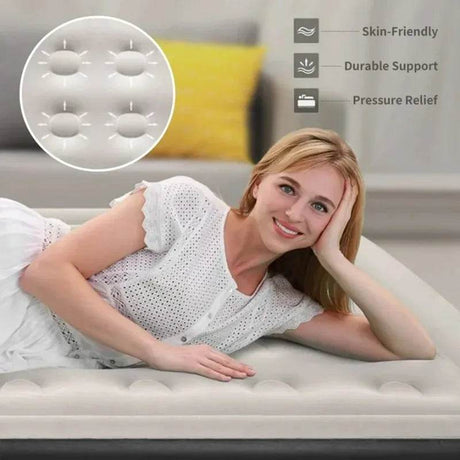Ophanie Queen Air Mattress, 18-Inch Elevated Inflatable Bed with Built-in Pump, Puncture-Resistant, Quick Inflation/Deflation - Sleep Galleria