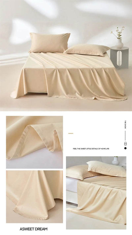 Organic 100% Egyptian Cotton Flat Sheet Solid Color Bed Sheets 800 Thread Count Bedding Sheet Bed Linen Single Queen King Size - Sleep Galleria