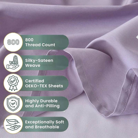 Organic 100% Egyptian Cotton Flat Sheet Solid Color Bed Sheets 800 Thread Count Bedding Sheet Bed Linen Single Queen King Size - Sleep Galleria