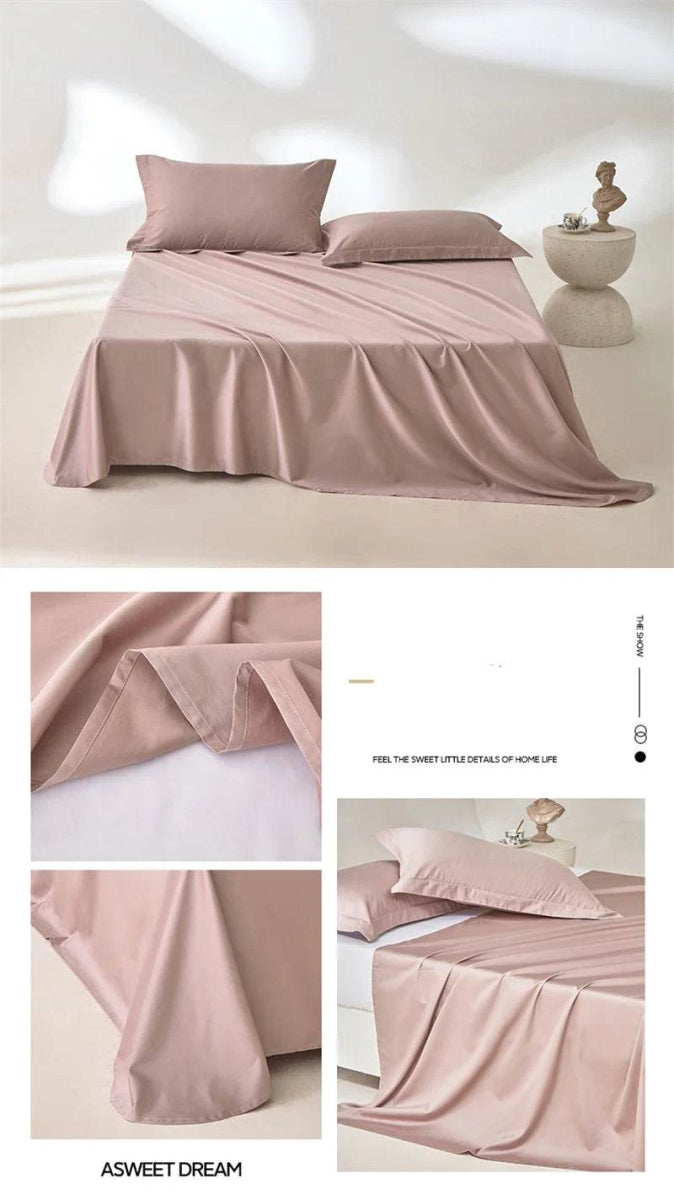 Organic 100% Egyptian Cotton Flat Sheet Solid Color Bed Sheets 800 Thread Count Bedding Sheet Bed Linen Single Queen King Size - Omega Lifestyles