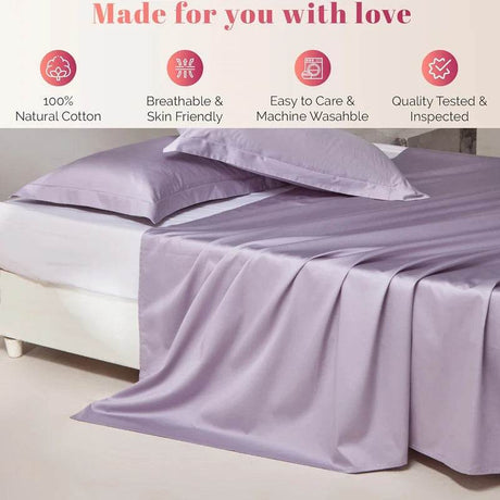 Organic 100% Egyptian Cotton Flat Sheet Solid Color Bed Sheets 800 Thread Count Bedding Sheet Bed Linen Single Queen King Size - Sleep Galleria