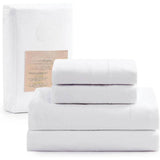 Organic Cotton Queen Sheet Set, 4Pc Cotton Sheets Queen Size Bed Set Soft & Breathable Percale Weave, White - Omega Lifestyles
