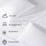 Organic Cotton Queen Sheet Set, 4Pc Cotton Sheets Queen Size Bed Set Soft & Breathable Percale Weave, White - Omega Lifestyles