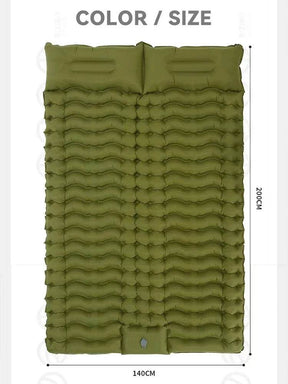 Outdoor 2 Persons Travel Bed Air Mat Double Sleeping Pad for Camping Self-Inflating Mat Sleeping Mattress with Pillow for Hiking - Omega Lifestyles