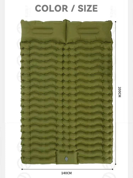 Outdoor 2 Persons Travel Bed Air Mat Double Sleeping Pad for Camping Self-Inflating Mat Sleeping Mattress with Pillow for Hiking - Sleep Galleria