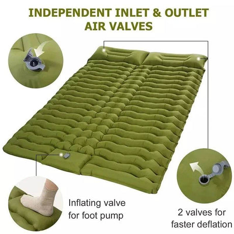 Outdoor 2 Persons Travel Bed Air Mat Double Sleeping Pad for Camping Self-Inflating Mat Sleeping Mattress with Pillow for Hiking - Sleep Galleria