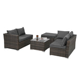 Patio Furniture, Outdoor Furniture, Seasonal PE Wicker Furniture, 4 Set Wicker Furniture With Tempered Glass Coffee Table - Sleep Galleria