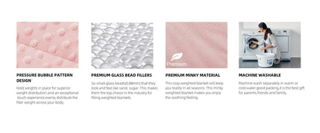 Pink Breathable Soft Minky Weighted Throw Blanket for All Season Single Double Couple Weighted Haveay Blanket with Glass Beads - Sleep Galleria