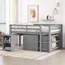 Playful Design Full Size Low Loft Bed with Slide and 3 Storage Drawers, Multiple Functions Wooden Loft Bed Frame with 2 Doors fo - Omega Lifestyles