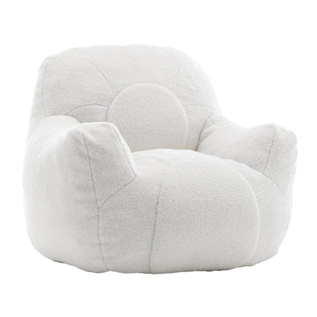 Plush White Teddy Foam Bean Bag Chair - Sleep Galleria